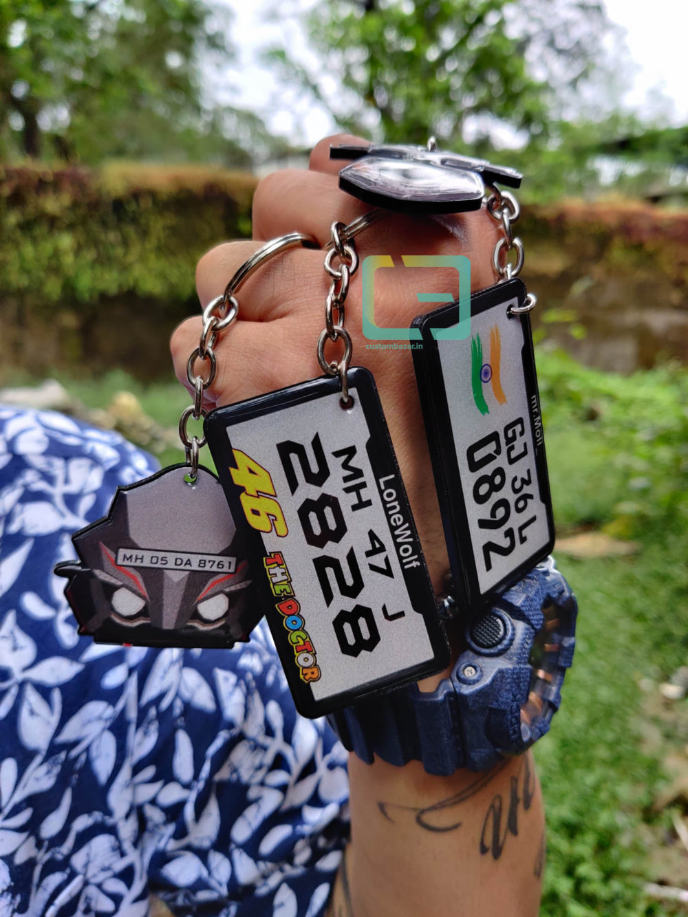 gel number plate keychains