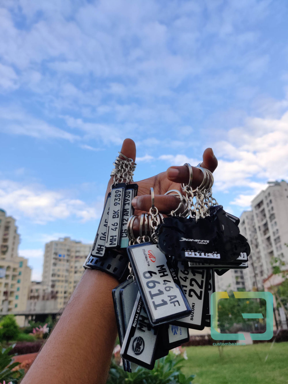 gel number plate keychains