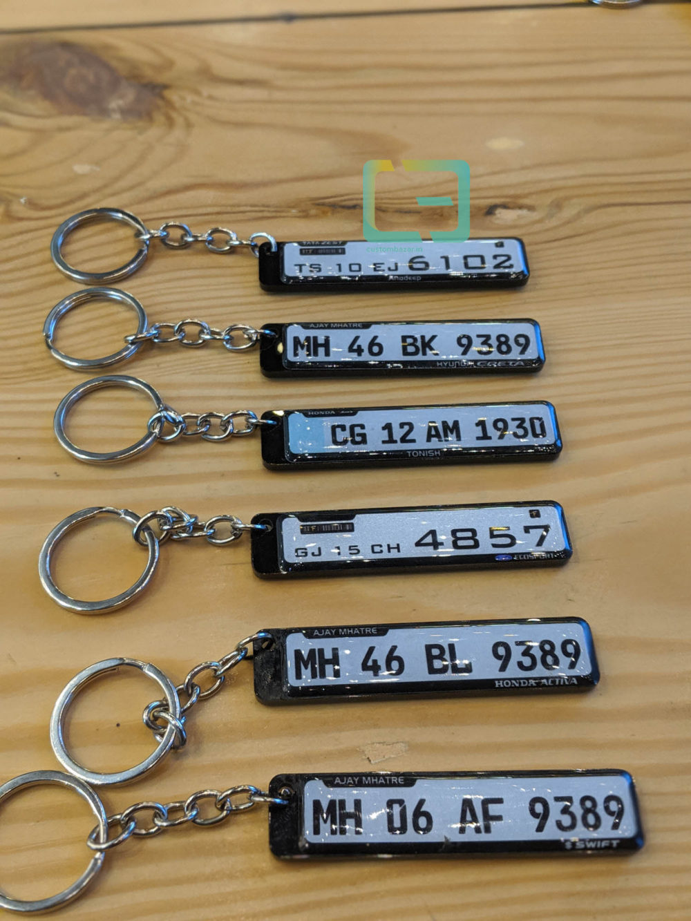 single line gel number plate keychains