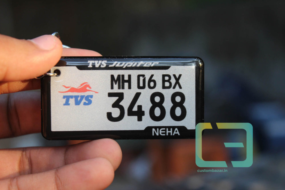 tvs jupiter gel number plate keychains